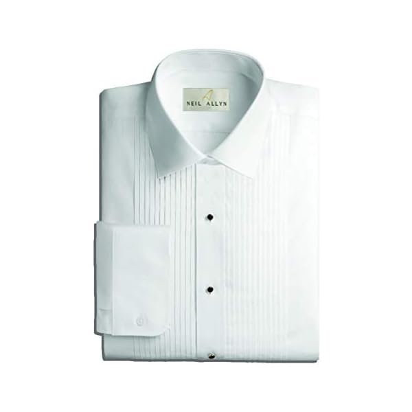 Mens Tuxedo Shirt Poly/Cotton Laydown Collar 1/4 Inch Pleat
