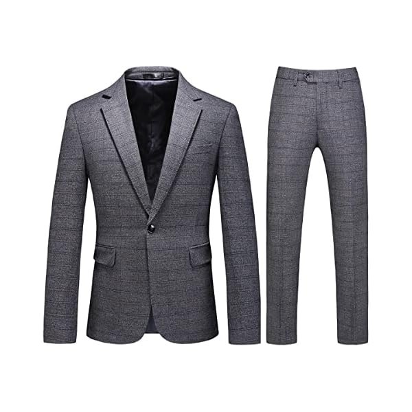 Mens Plaid Suit Tweed Slim Fit 2 Piece Casual Suits for Men One Button Tuxedo Suits Set (Blazer Jacket & Pants Set)