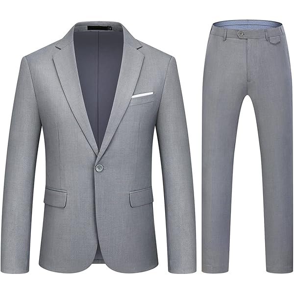 Mens Suits 2 Piece Slim Fit Casual One Button Solid Suits for Mens Business Wedding Party Jacket Blazer & Pants Set
